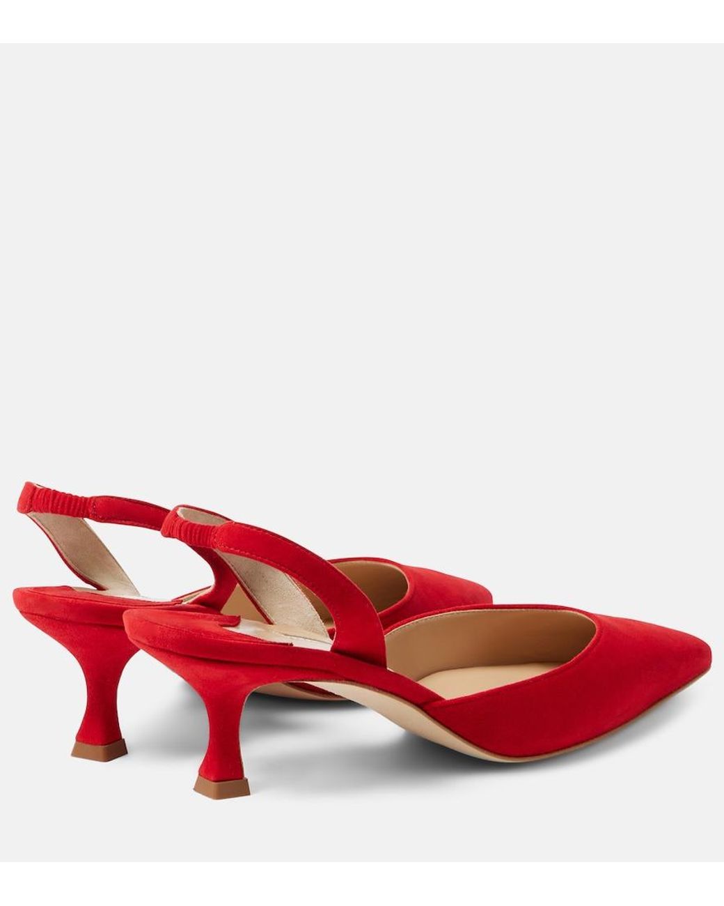 Manolo Blahnik Red Carolyne Gala Val Suede Slingback Pumps