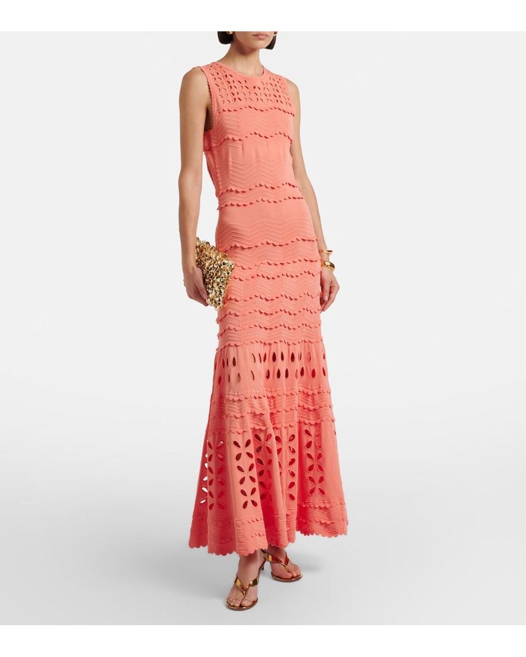 Ulla Johnson Orange Lakshmi Broderie Anglaise Maxi Dress