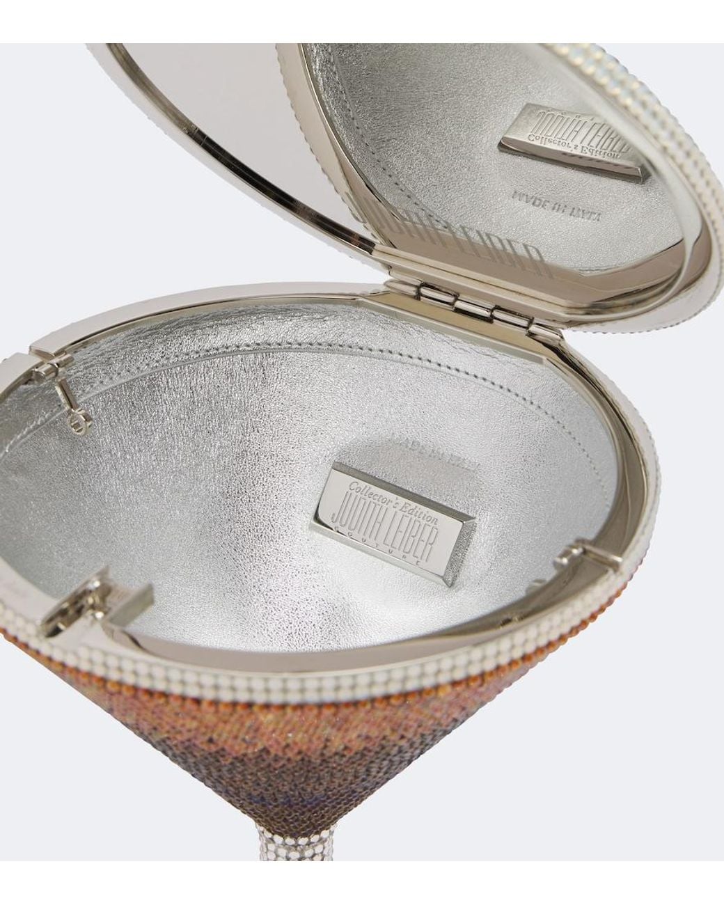 Judith Leiber White Martini Espresso Crystal-Embellished Clutch