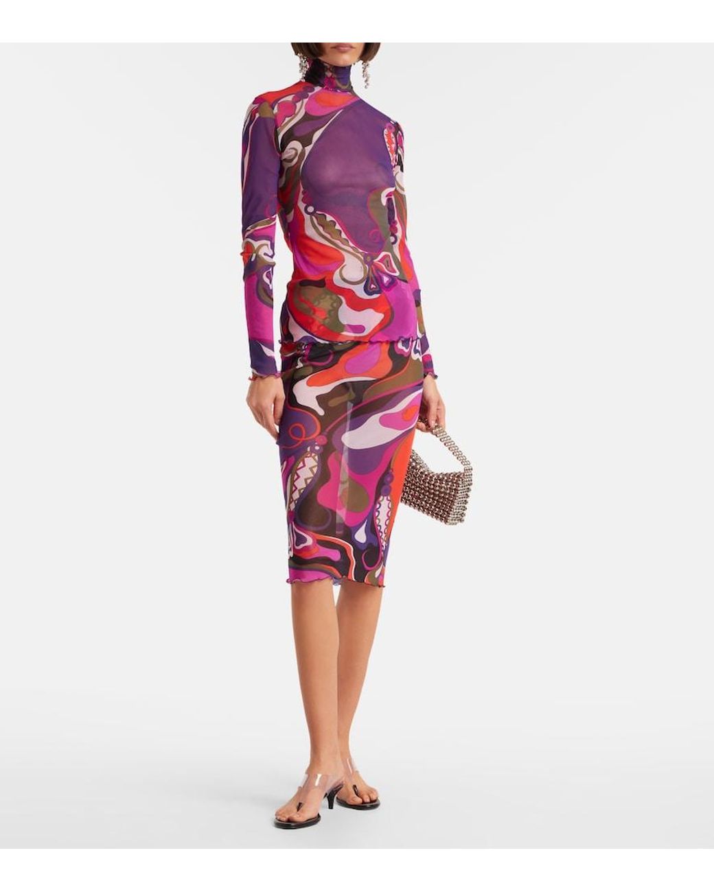 Emilio Pucci Purple Orchidee Tulle Top