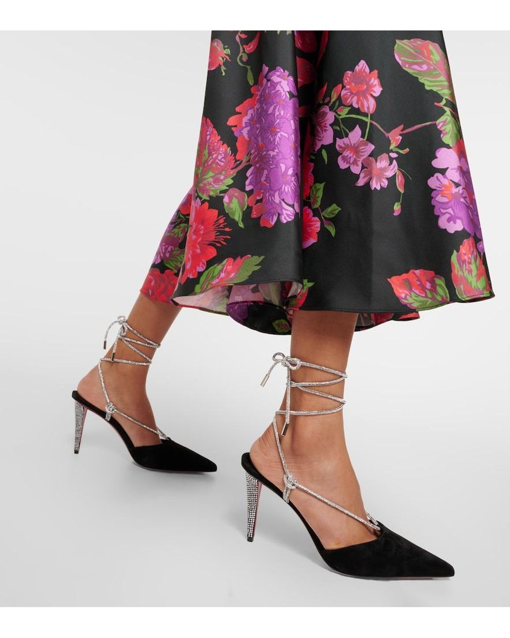 Christian Louboutin Black 85Mm Astrid Suede & Crystal Heels