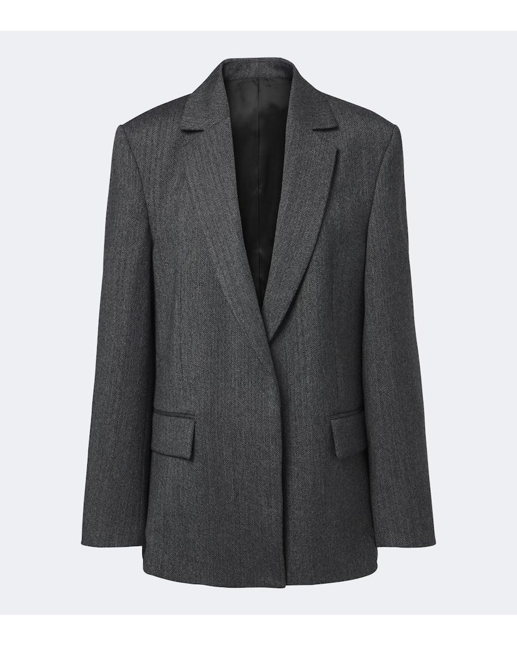 Totême Black Herringbone Wool Blazer