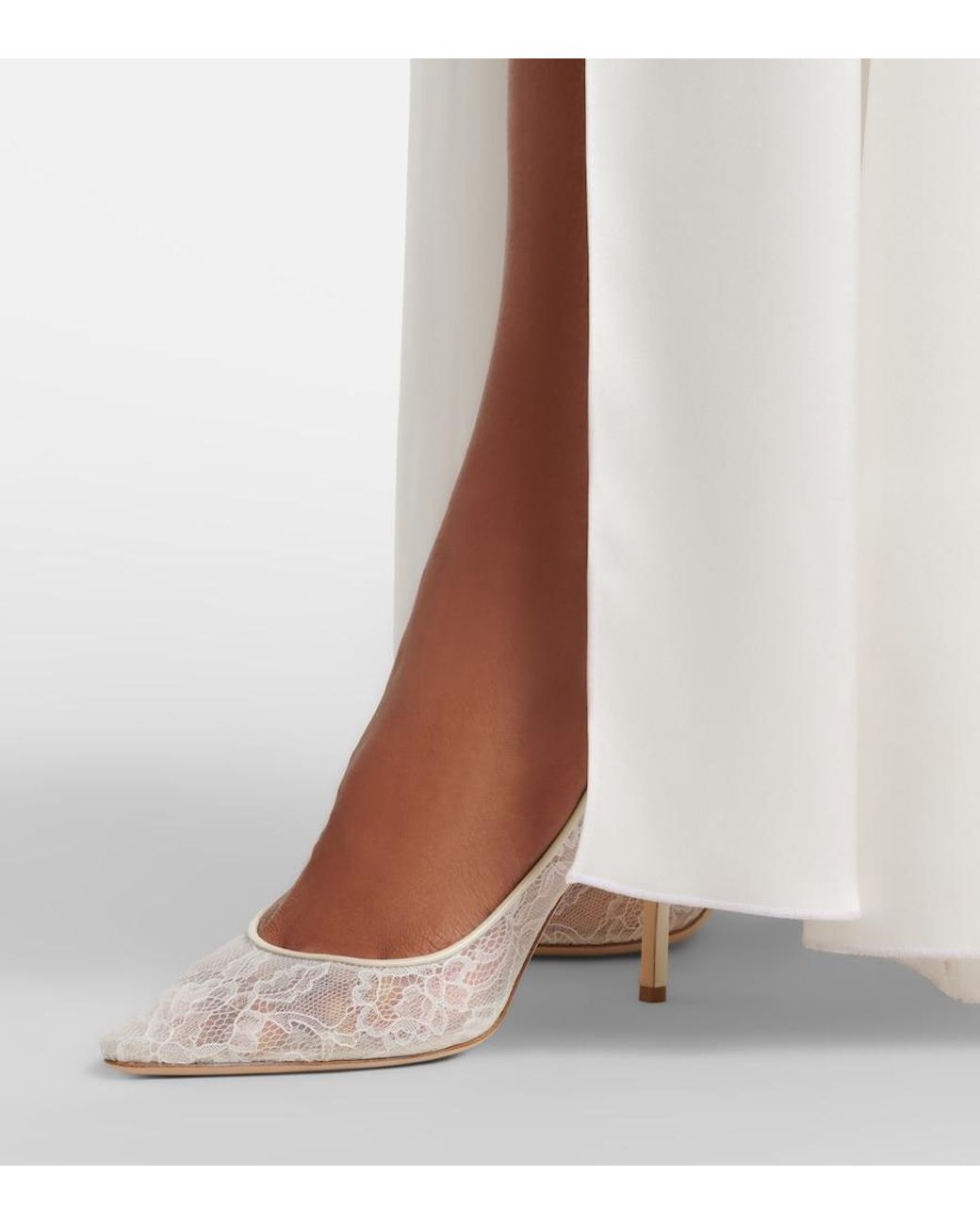 Jimmy Choo White Romy Lace Pumps