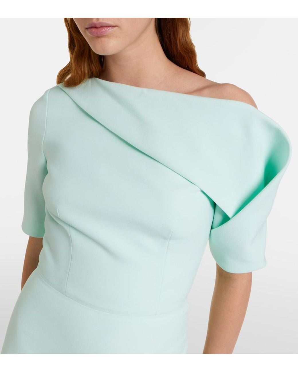 Safiyaa White Stephanie Draped Crepe Gown