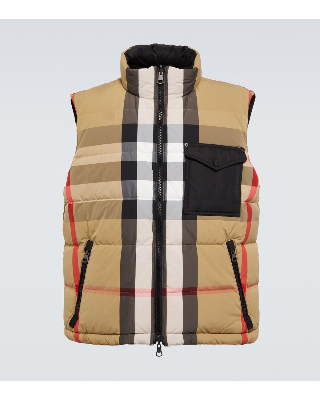 Burberry Reversible Checked Down Vest in Brown for Men | Lyst