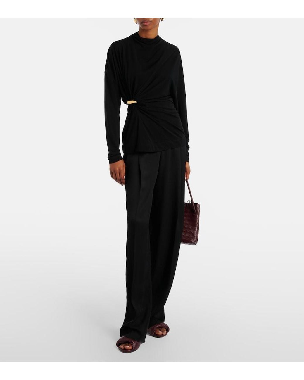 Bottega Veneta Black Draped Top