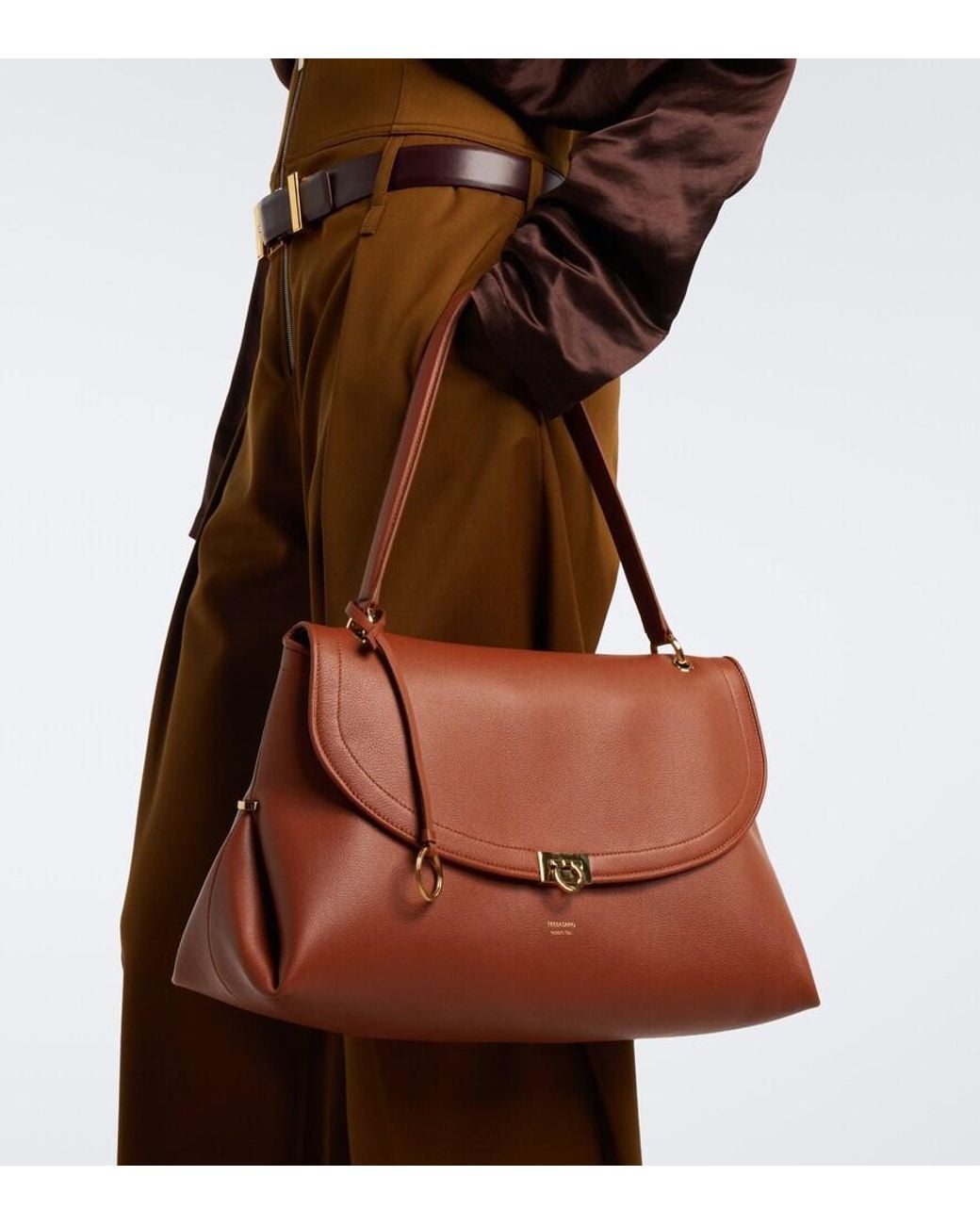 Ferragamo Brown Schultertasche Sofia Large Aus Leder