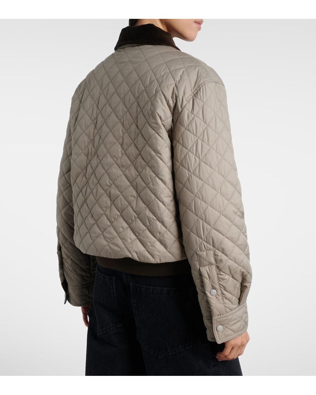Loewe Brown Anagram Leather-Trimmed Quilted Jacket