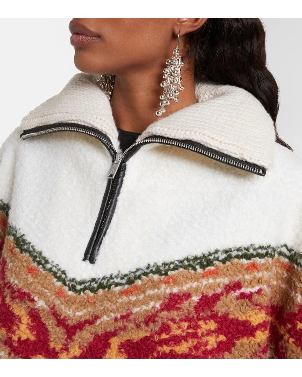 Isabel Marant White Marner Fleece Zip-Up Sweater