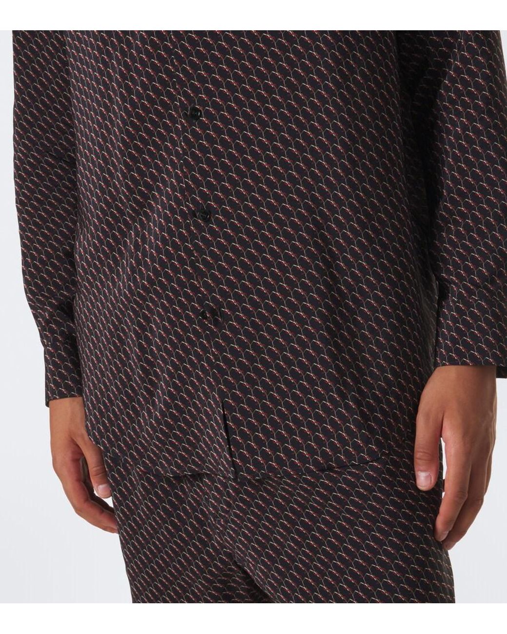Saint Laurent Brown Cassandre Printed Silk Shirt for men