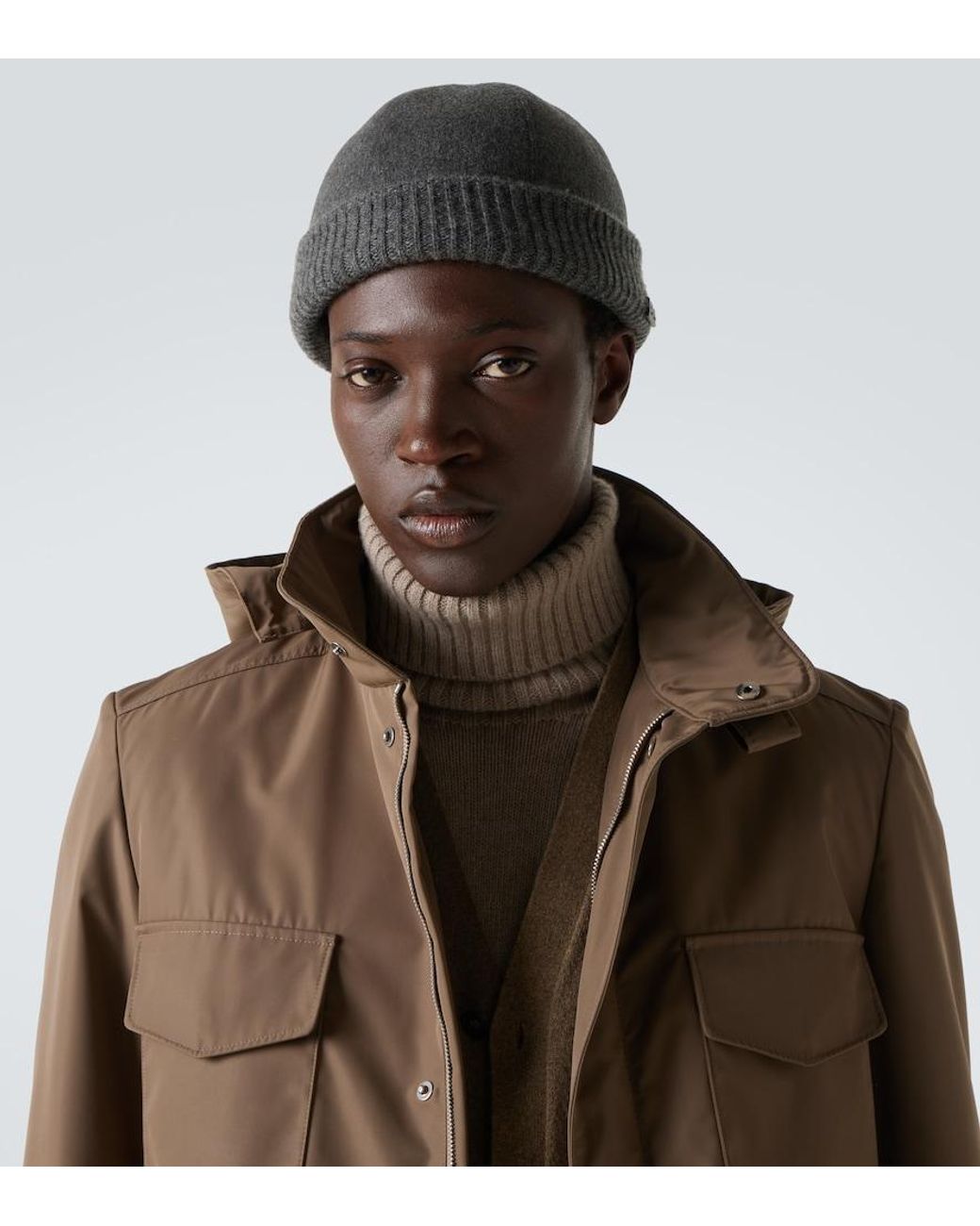Loro Piana Gray Cashmere Beanie for men