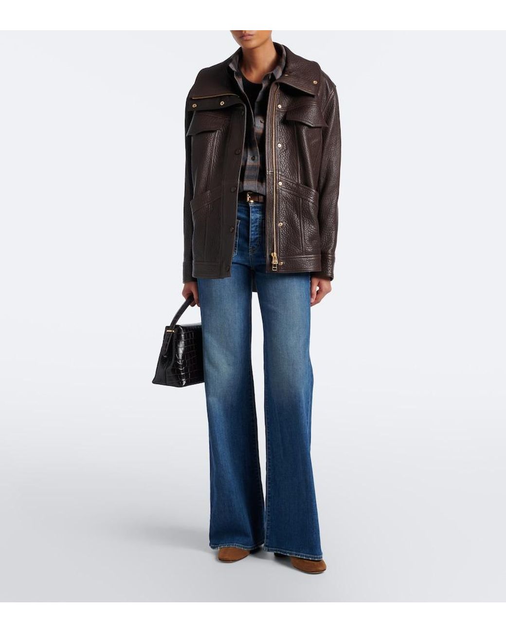 Veronica Beard Brown Silversmith Leather Jacket