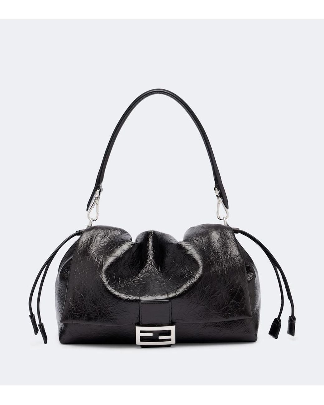 Fendi Black Baguette Soft Large Leather Shoulder Bag