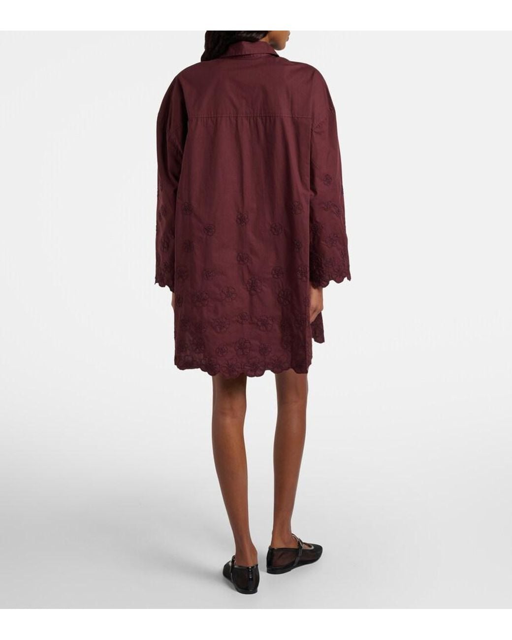 Juliet Dunn Purple Embroidered Cotton Shirt