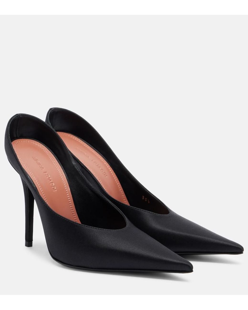 AMINA MUADDI Black Anok Satin Mules