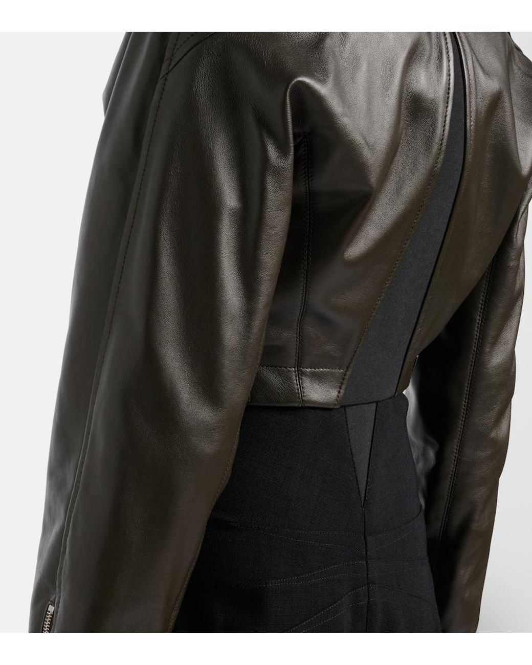 Alaïa Black Cropped Leather Biker Jacket