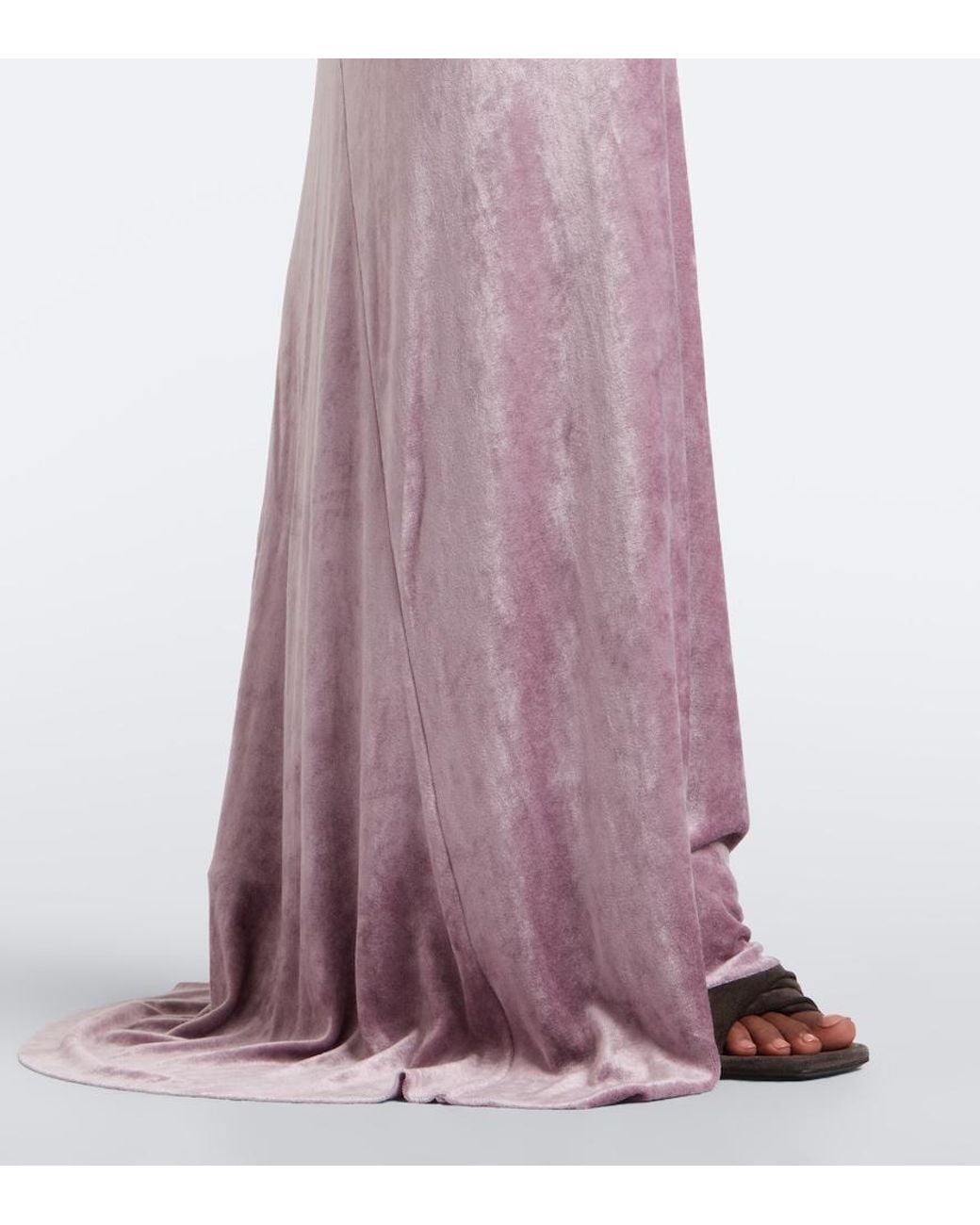 Rick Owens Purple Lilies Tungsten Draped Open-Back Velvet Gown