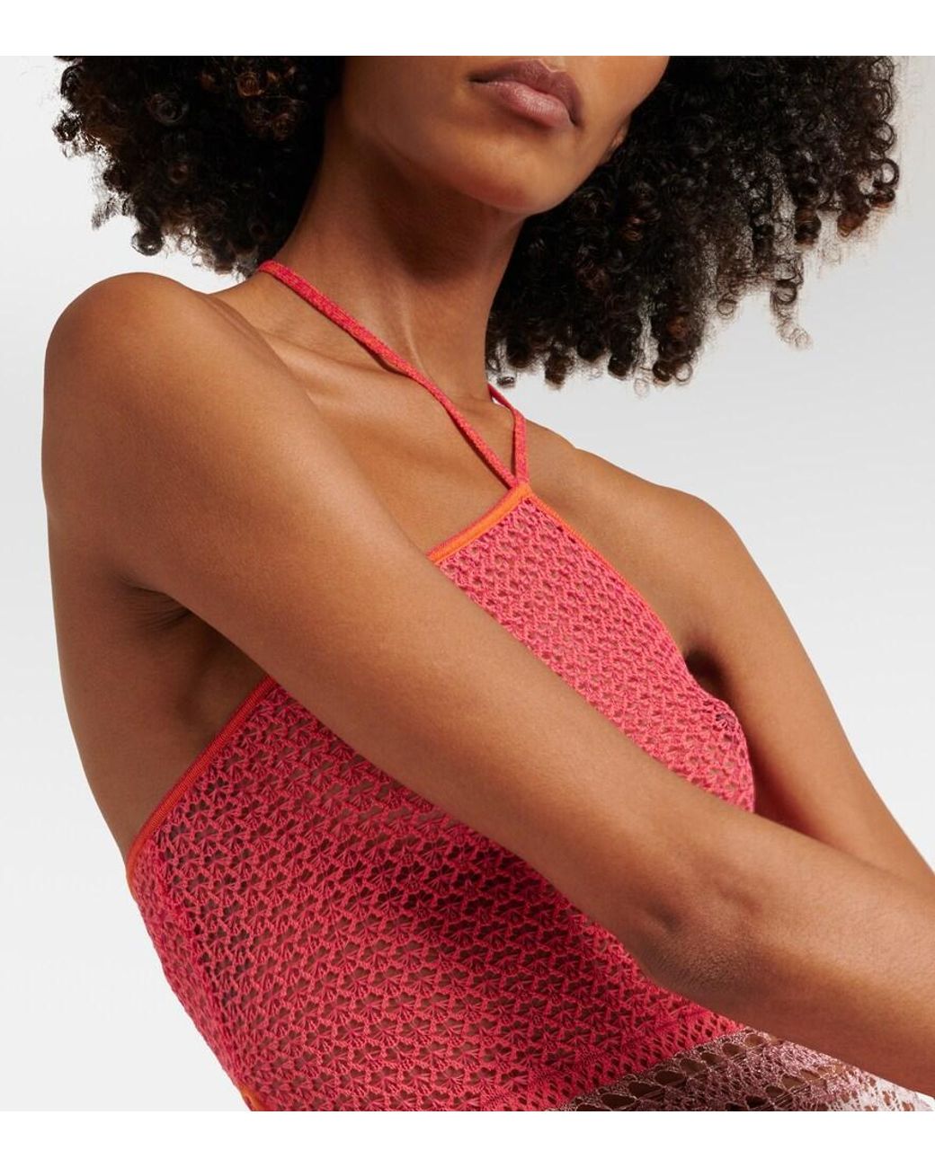 Roberta Einer Pink Natalie Knitted Cotton Minidress