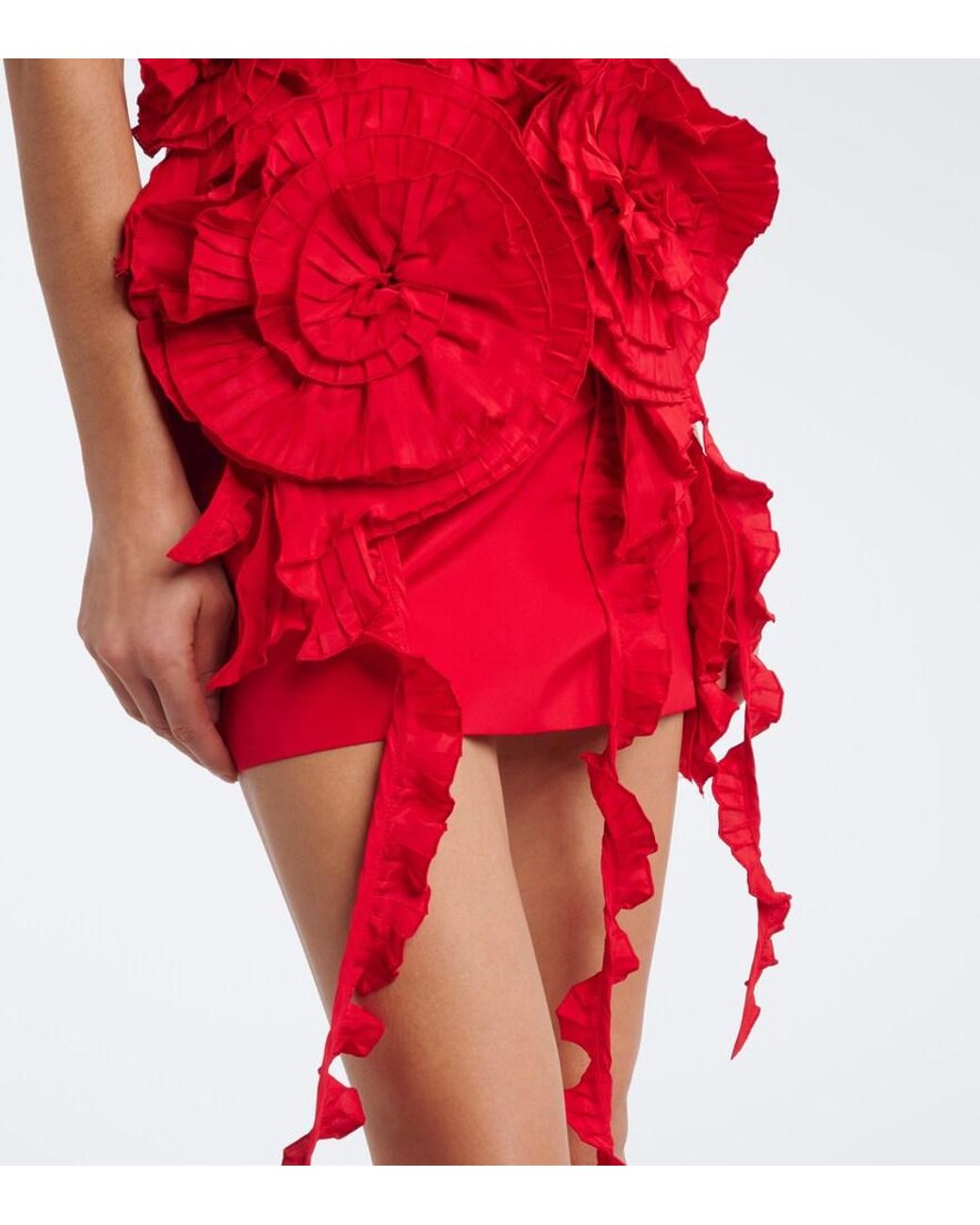 Blumarine Red Floral-Applique Minidress