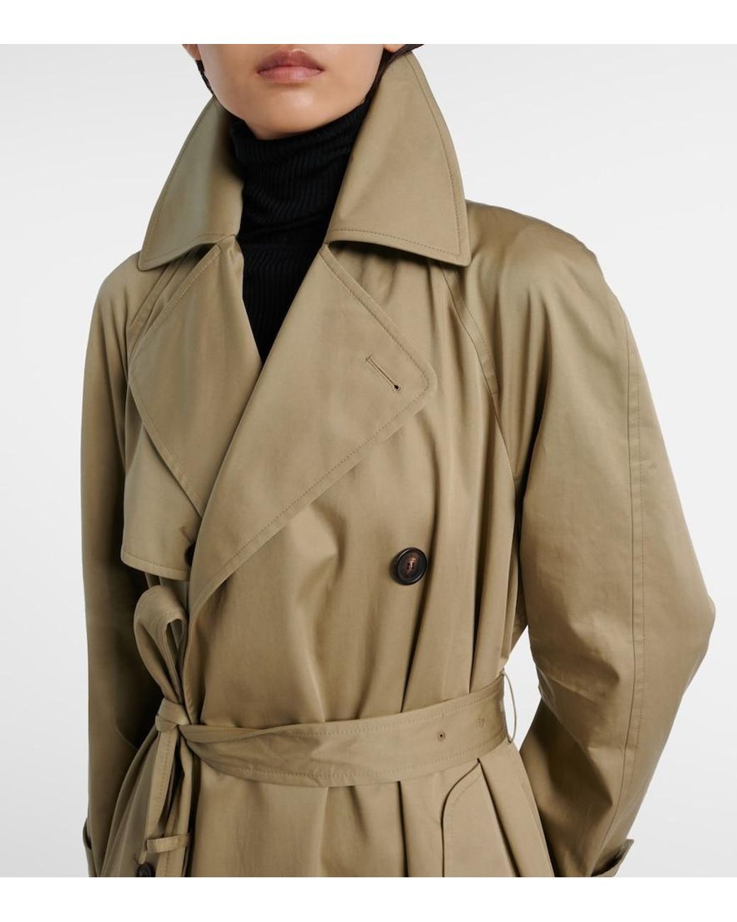 Balenciaga Natural Cocoon Cotton Twill Trench Coat