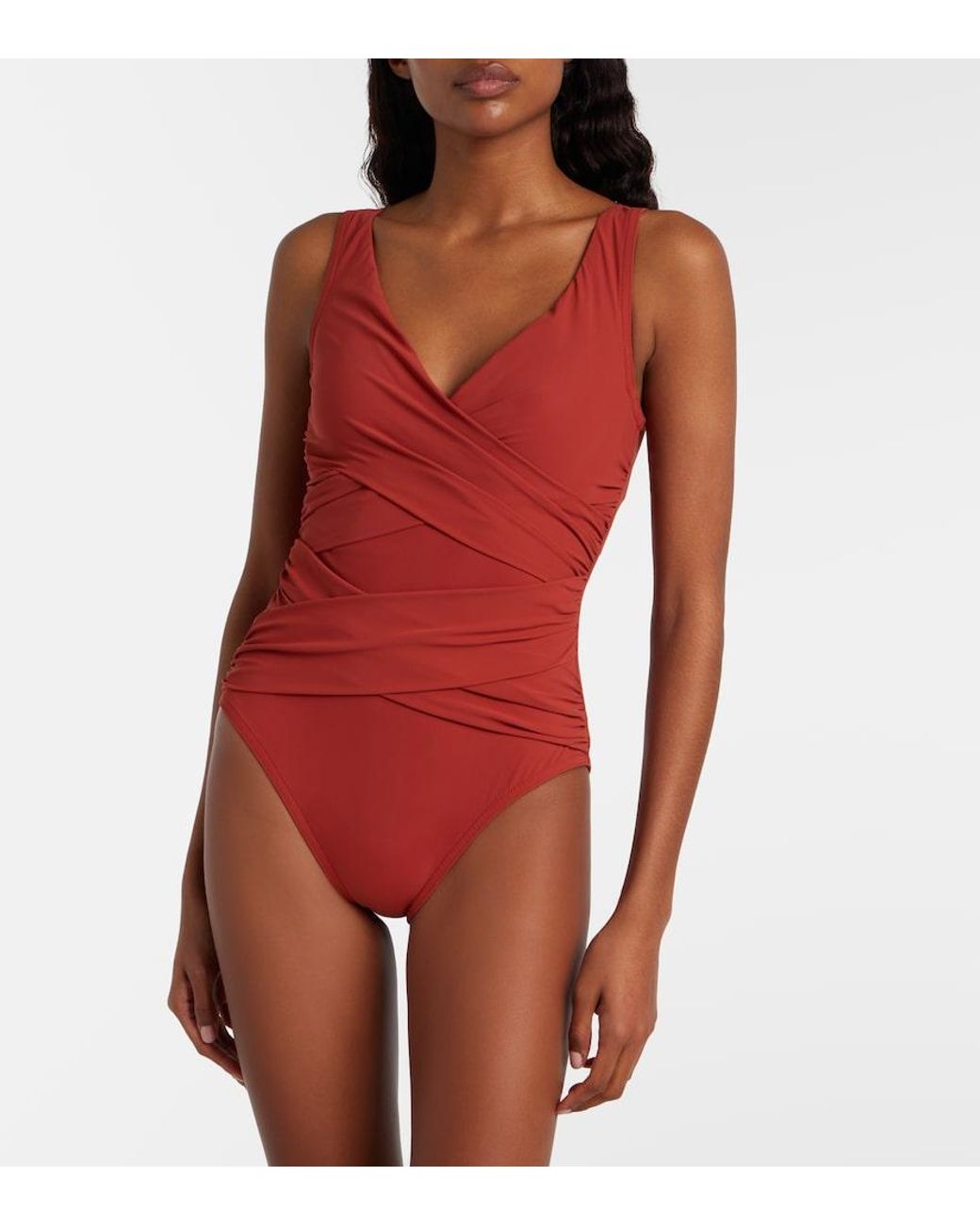 Karla Colletto Red Draped Swimsuit