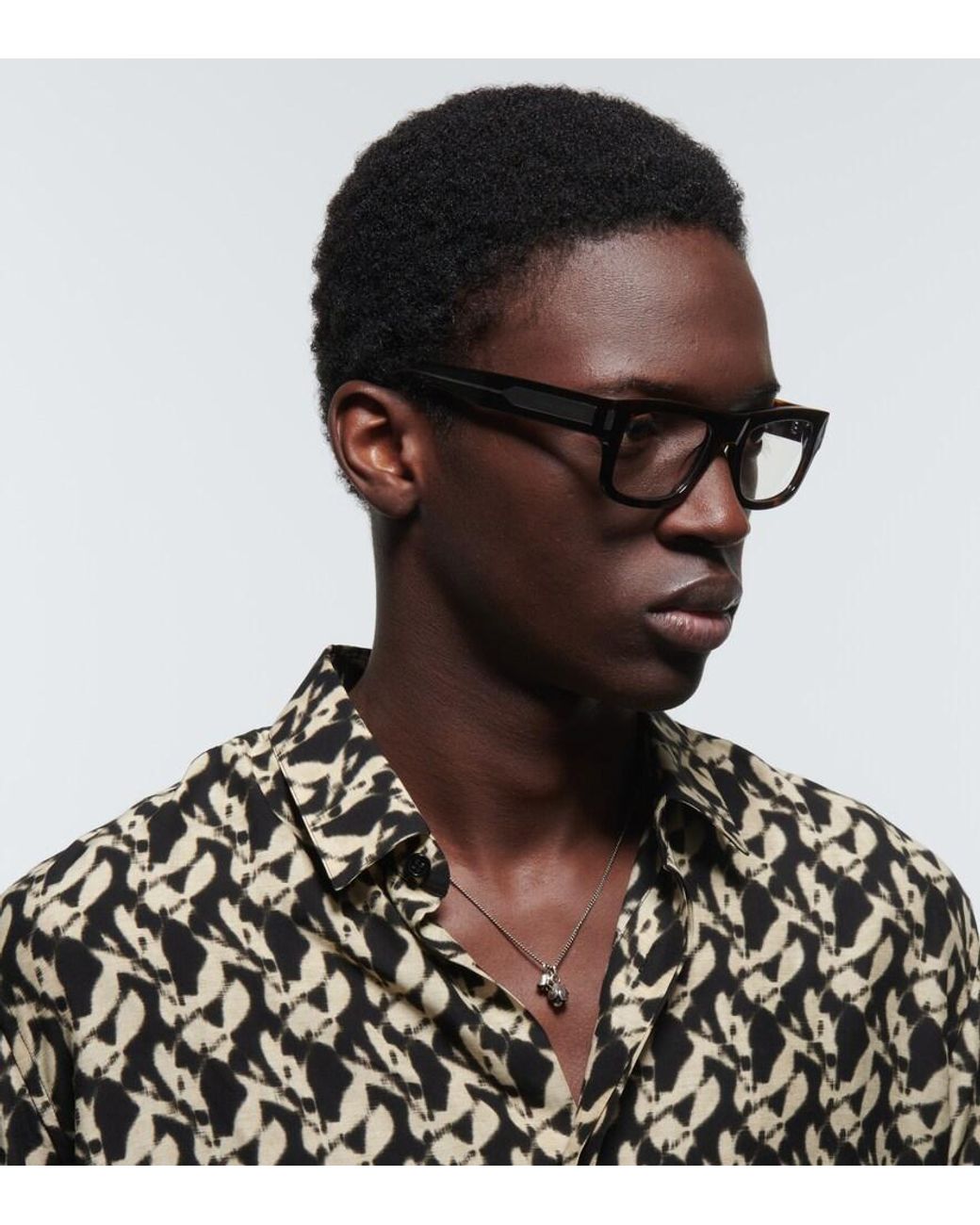 Saint Laurent Brown Sl 574 Rectangular Glasses for men