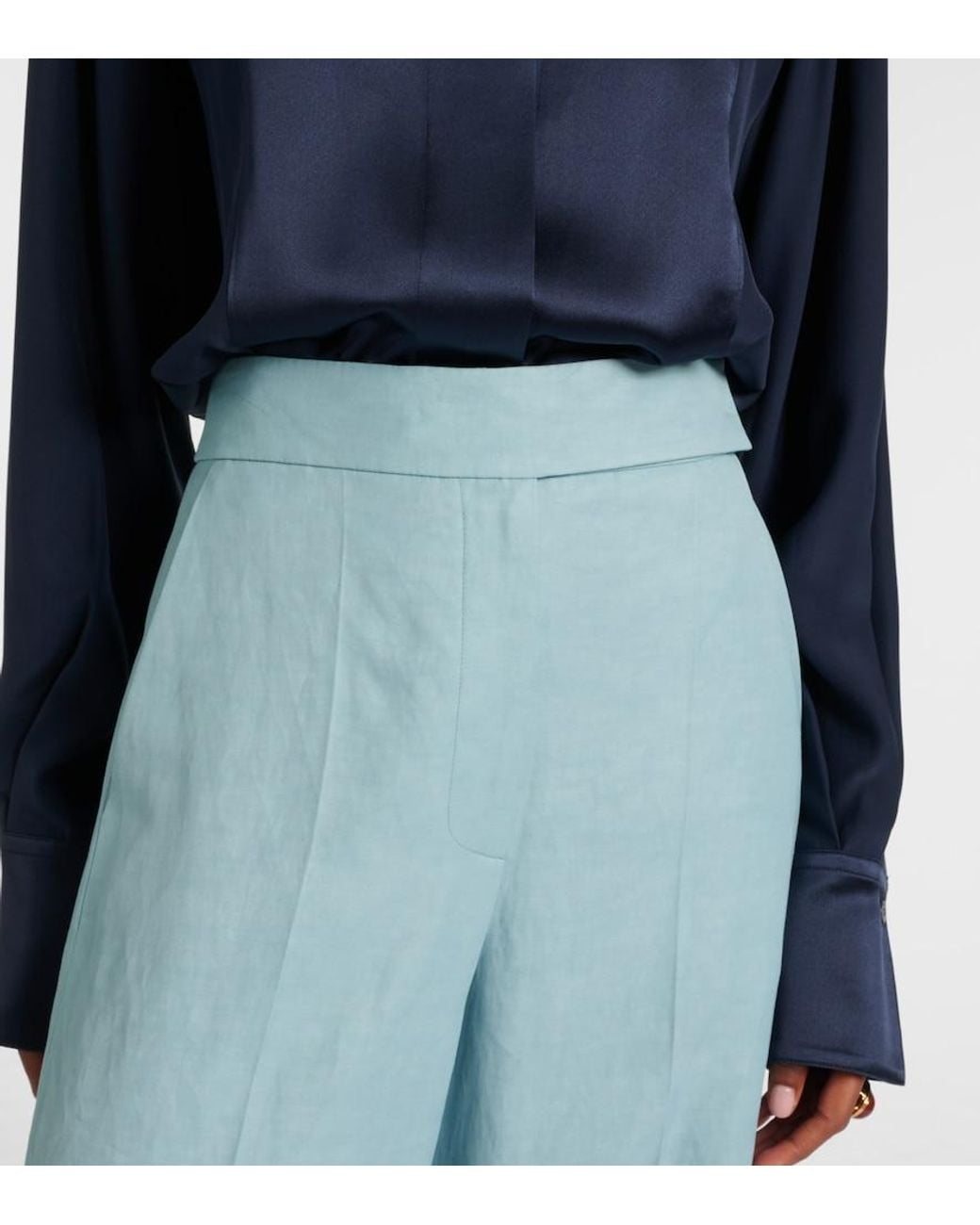Joseph Blue Aix Chambray Wide-Leg Pants