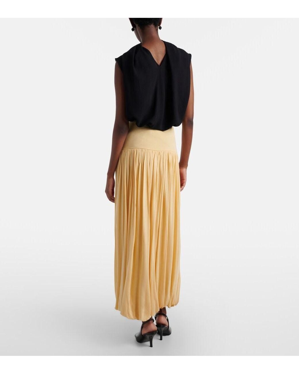 Totême Natural Gathered Jersey Midi Skirt