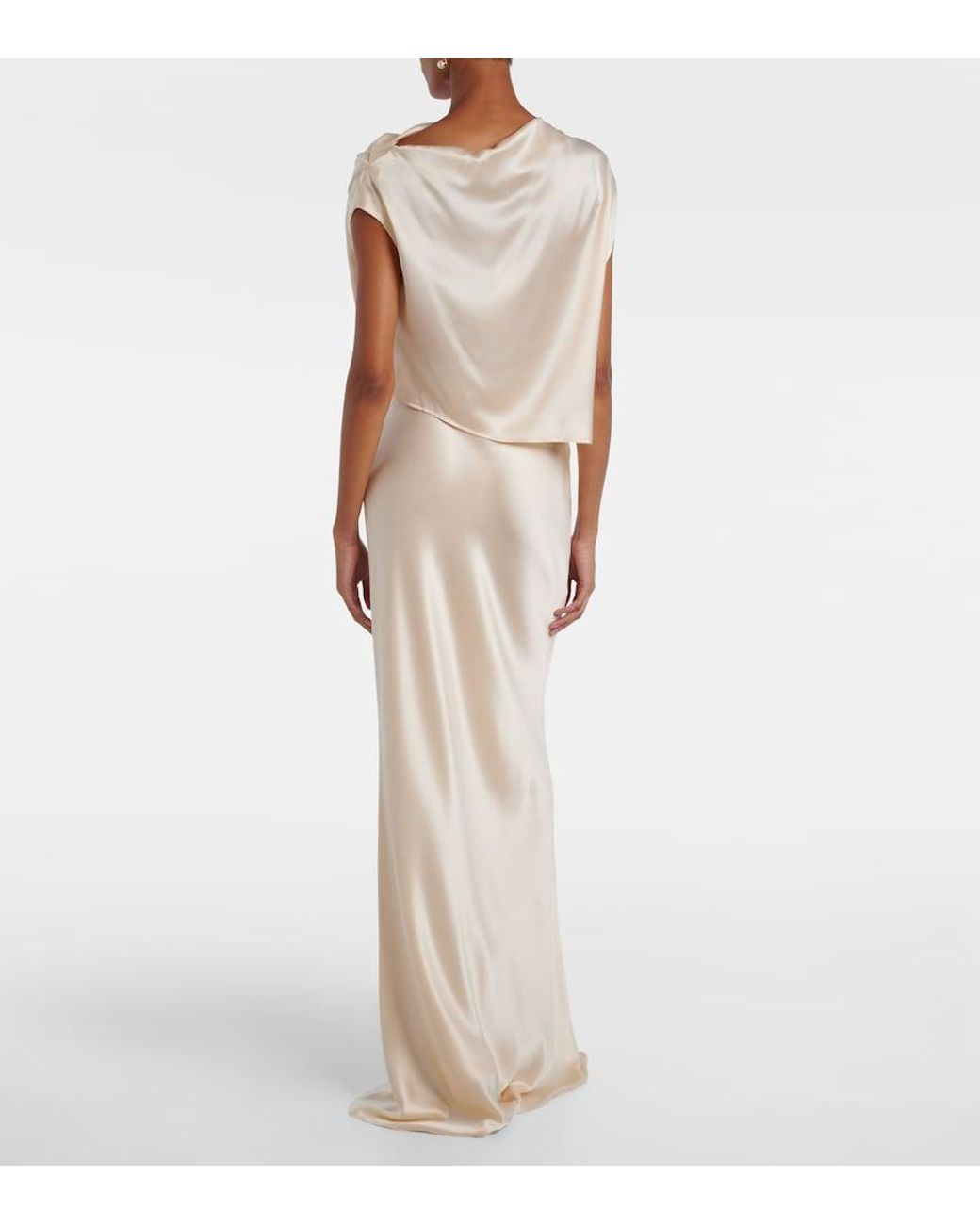 The Sei Natural Draped Silk Satin Top