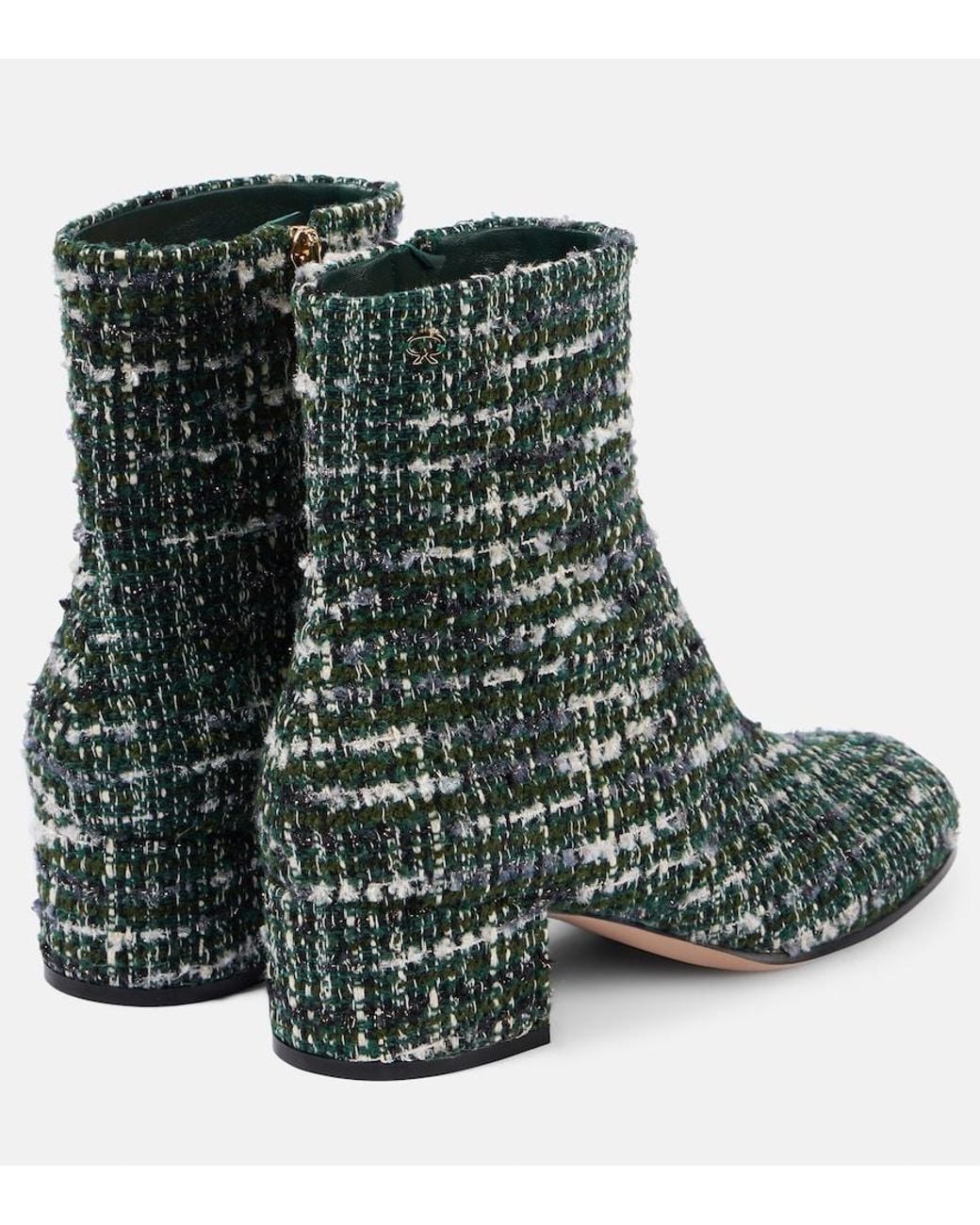 Gianvito Rossi Green Joelle 45 Boucle Tweed Ankle Boots