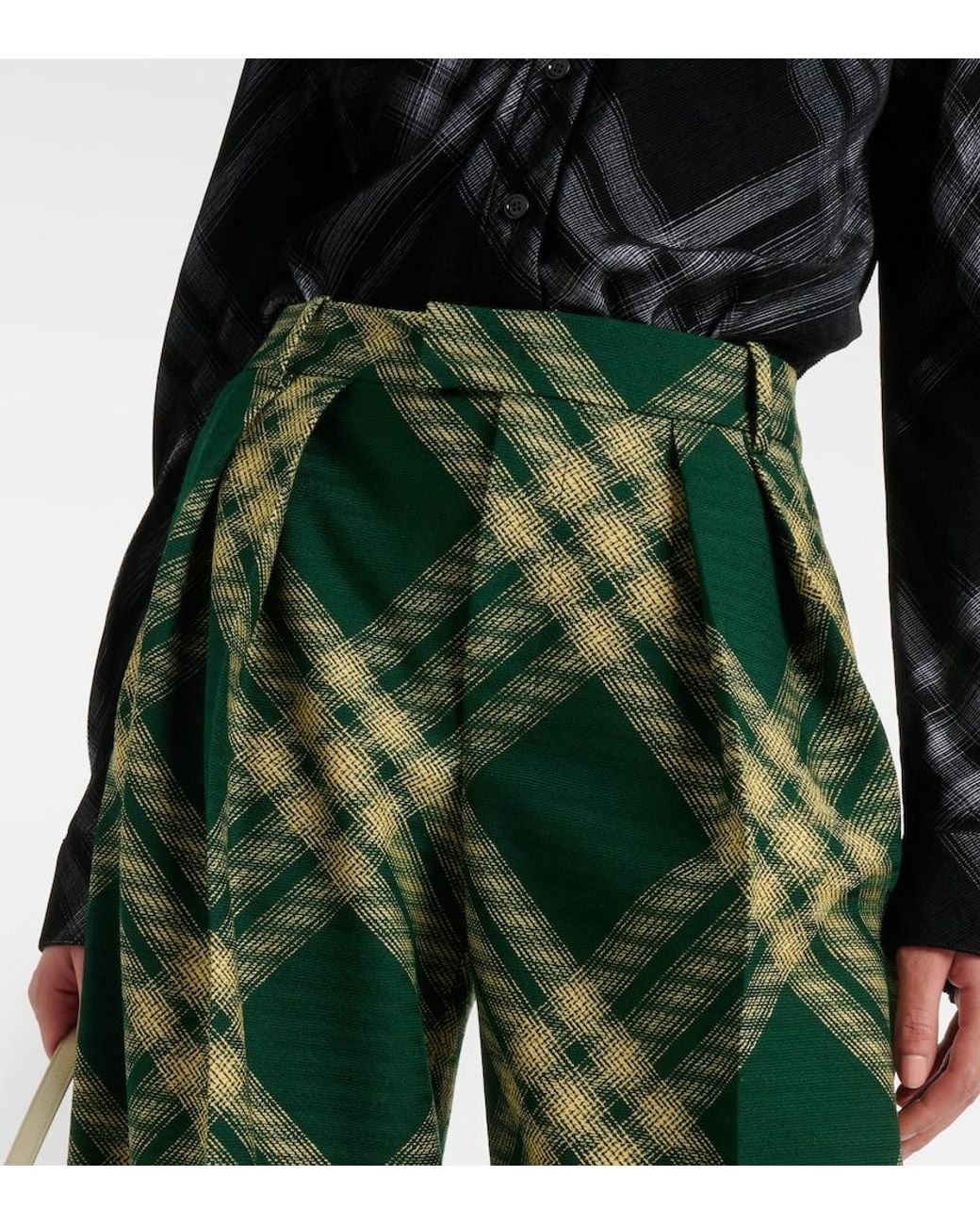 Burberry Green Check Palazzo Pants