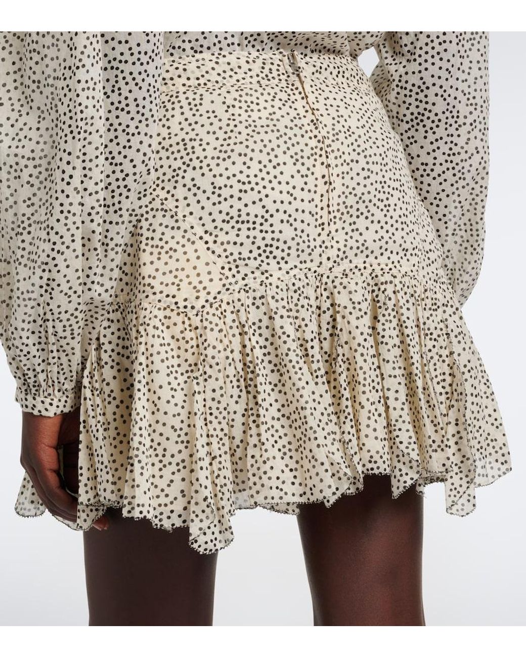 Isabel Marant Natural Daneen Polka-Dot Cotton Voile Miniskirt