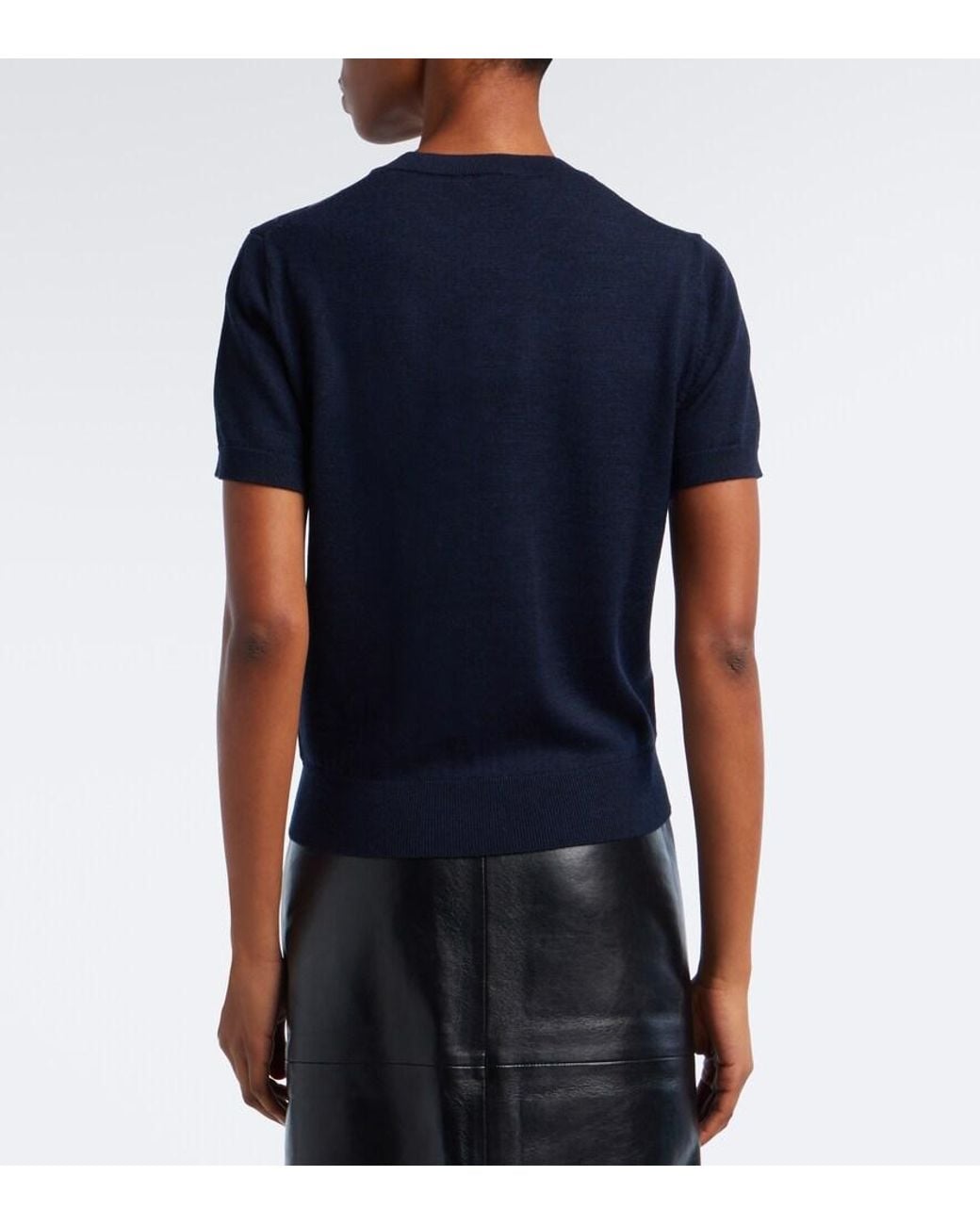 Tory Burch Blue Argyle Wool Sweater