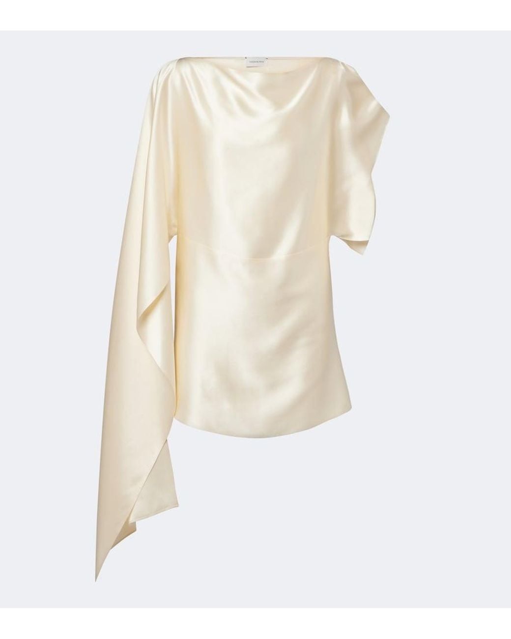 Magda Butrym Natural Asymmetric Draped Silk Satin Top