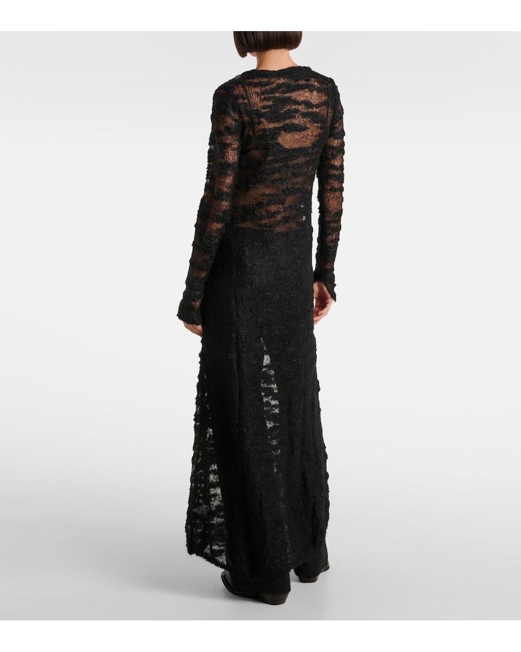 Ganni Black Sheer Boucle Maxi Dress