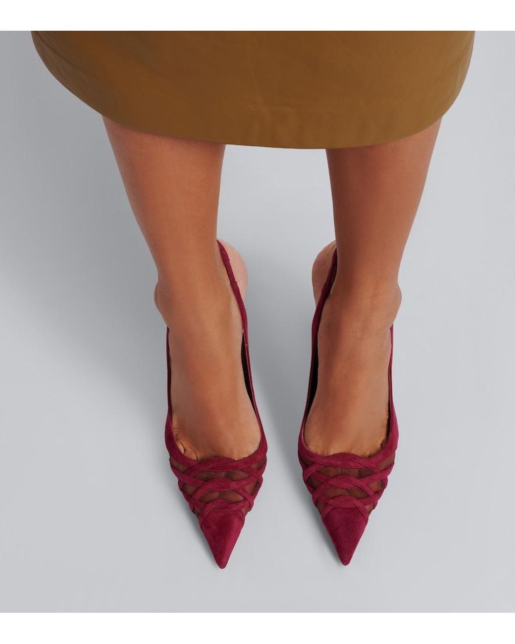 Aquazzura Pink Perfect Match Suede Slingback Pumps