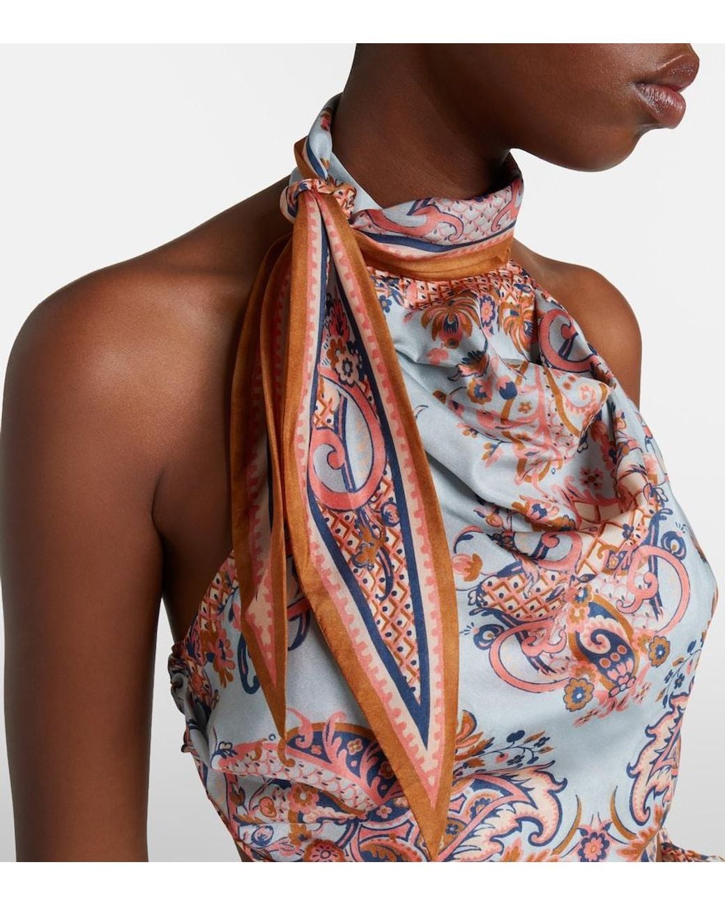 Zimmermann Pink Aster Printed Silk Crop Top