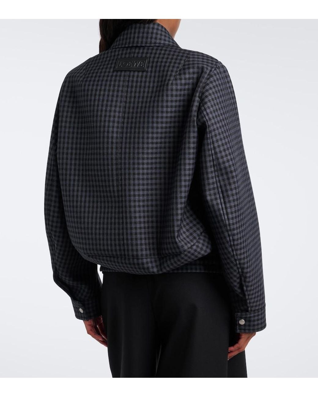 Loewe Black Gingham Wool-Blend Blouson Jacket