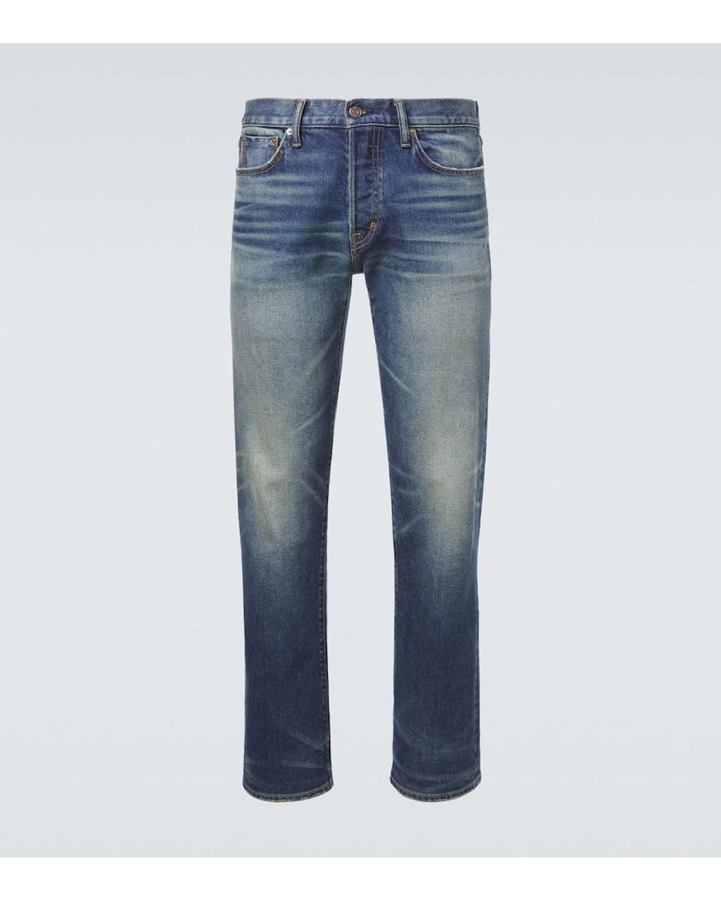 Tom Ford Blue Faded Straight Jeans for men