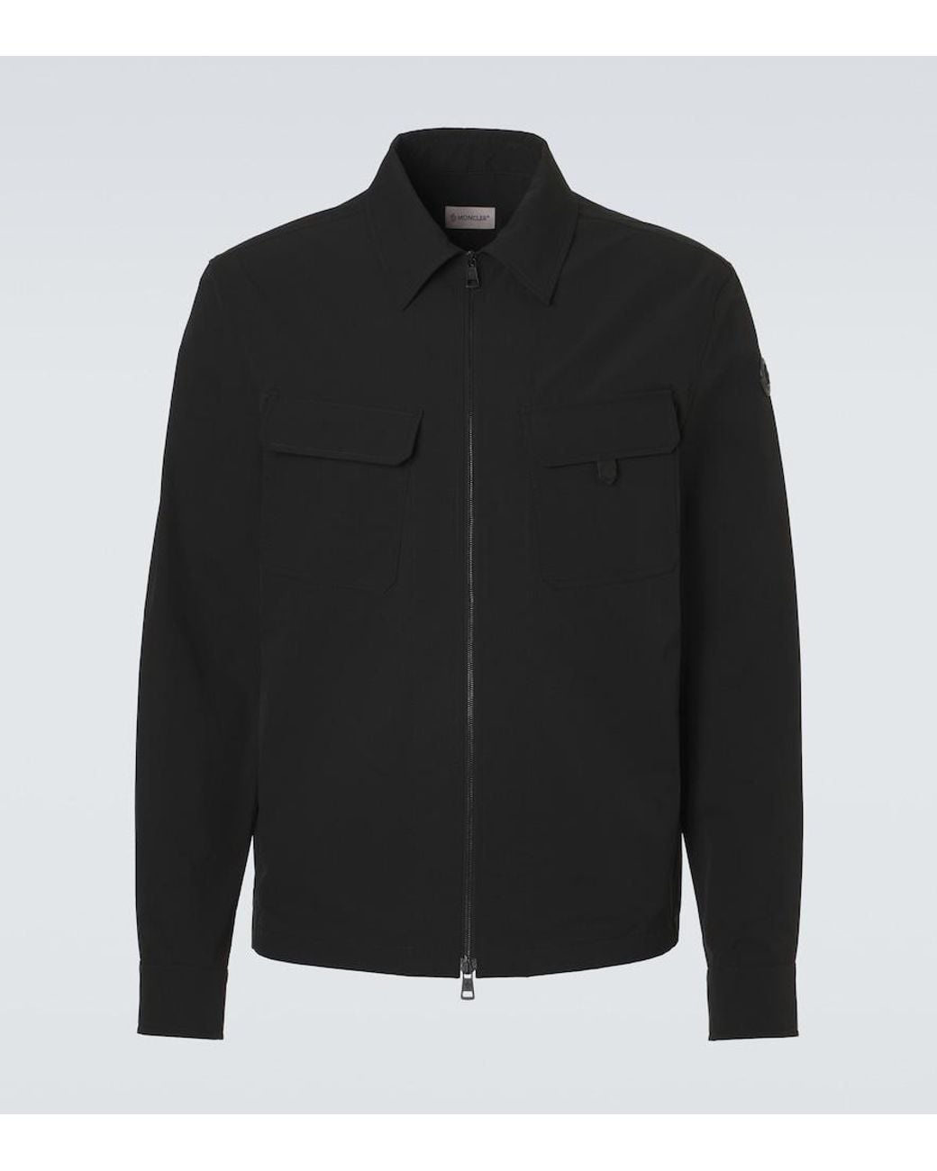 Moncler Black Seersucker Overshirt for men