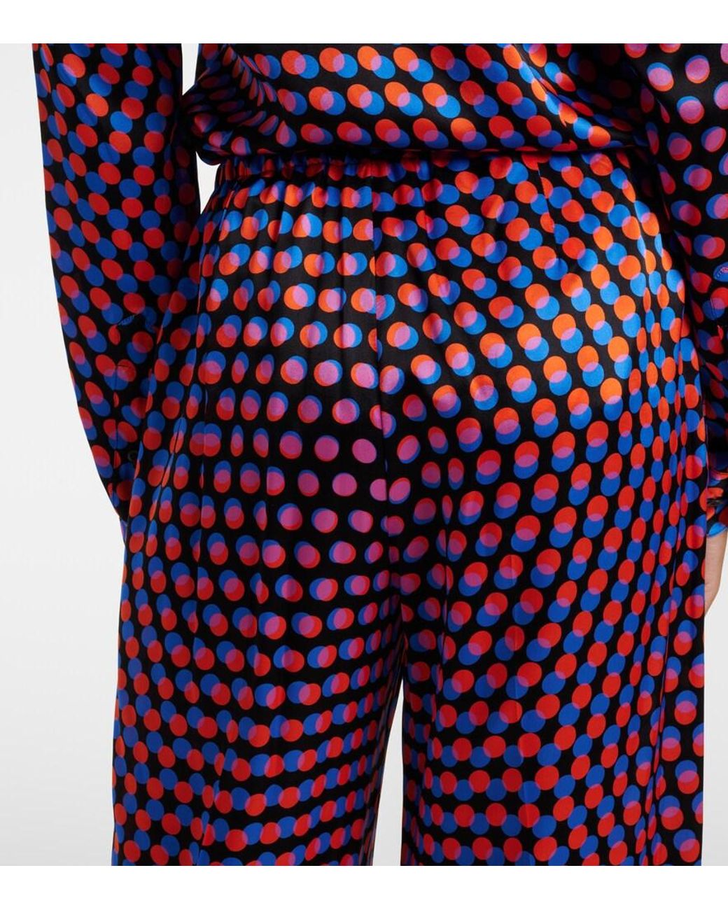 Dries Van Noten Red Polka-Dot Silk Wide-Leg Pants