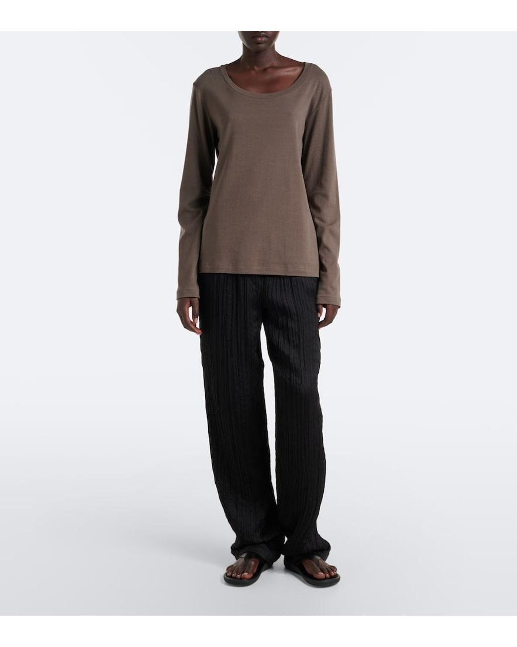 The Row Brown Kalto Cotton Jersey Top