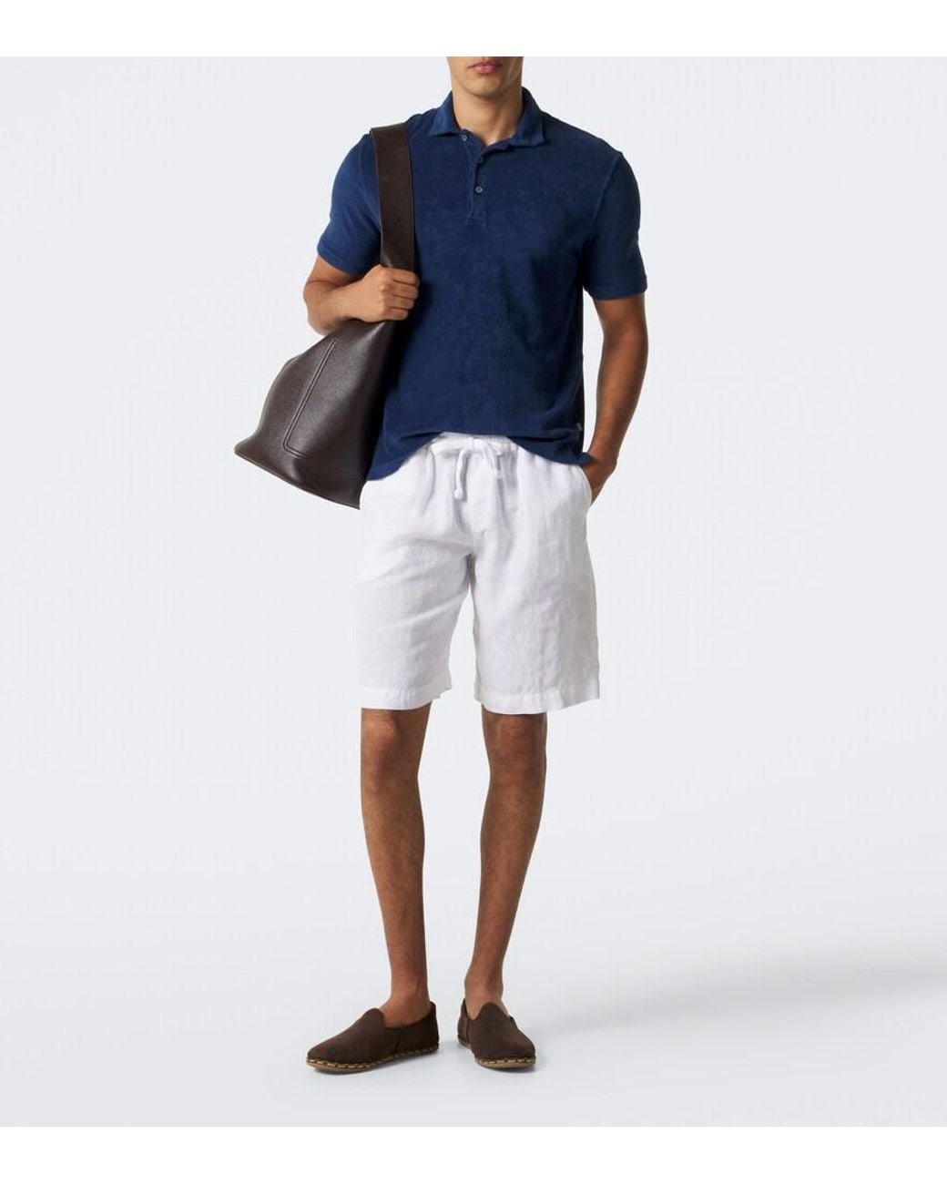Fedeli White Vico Linen Bermuda Shorts for men