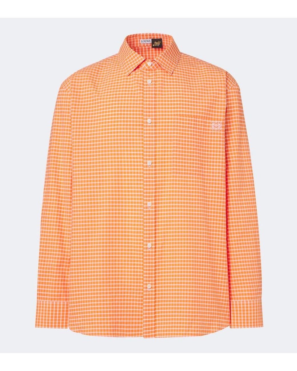 Loewe Orange Checked Cotton-Blend Shirt for men