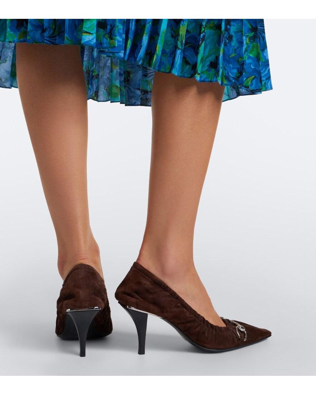 Gucci Brown Vittoria Horsebit Suede Pumps