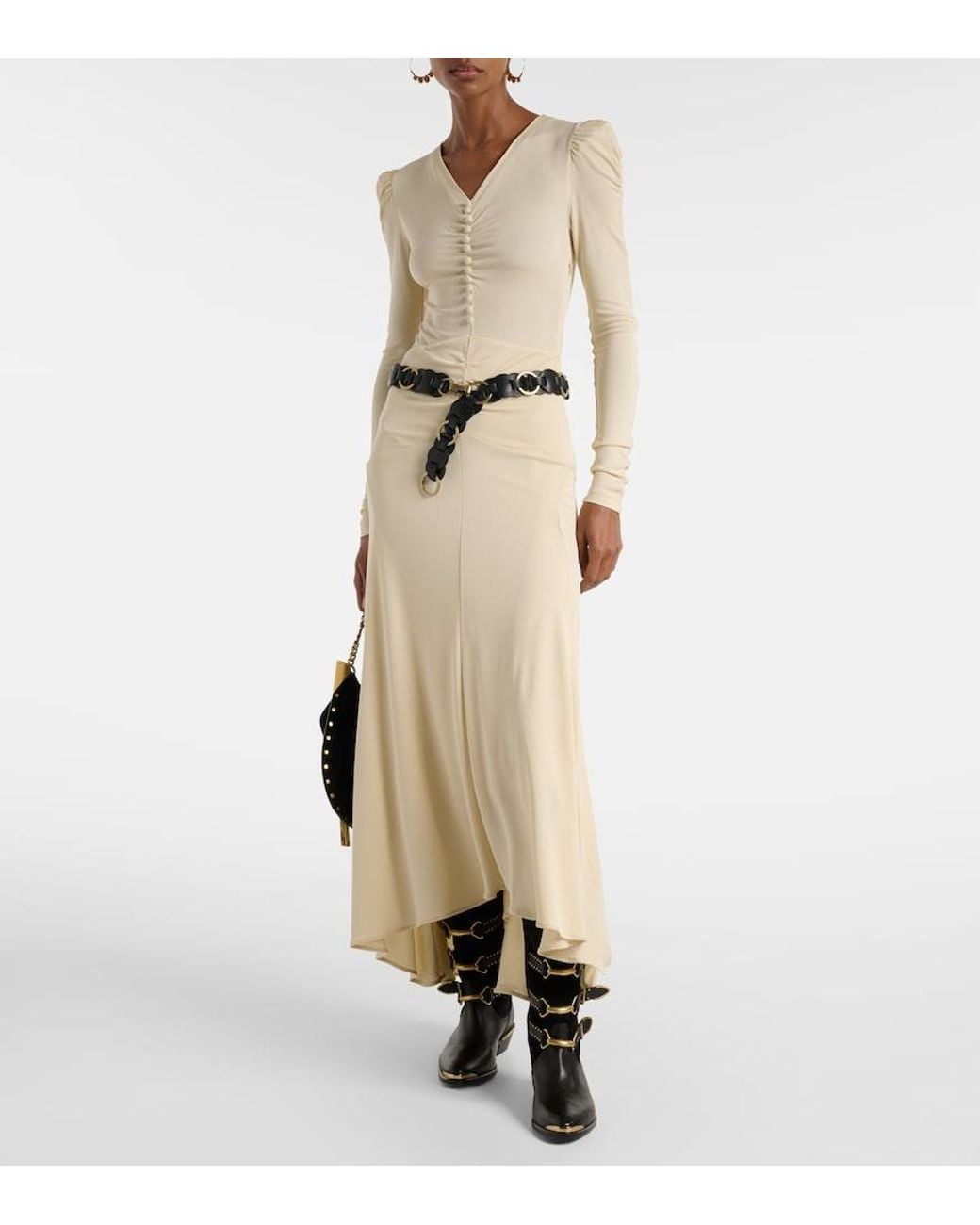 Isabel Marant Natural Nejma Gathered Midi Dress