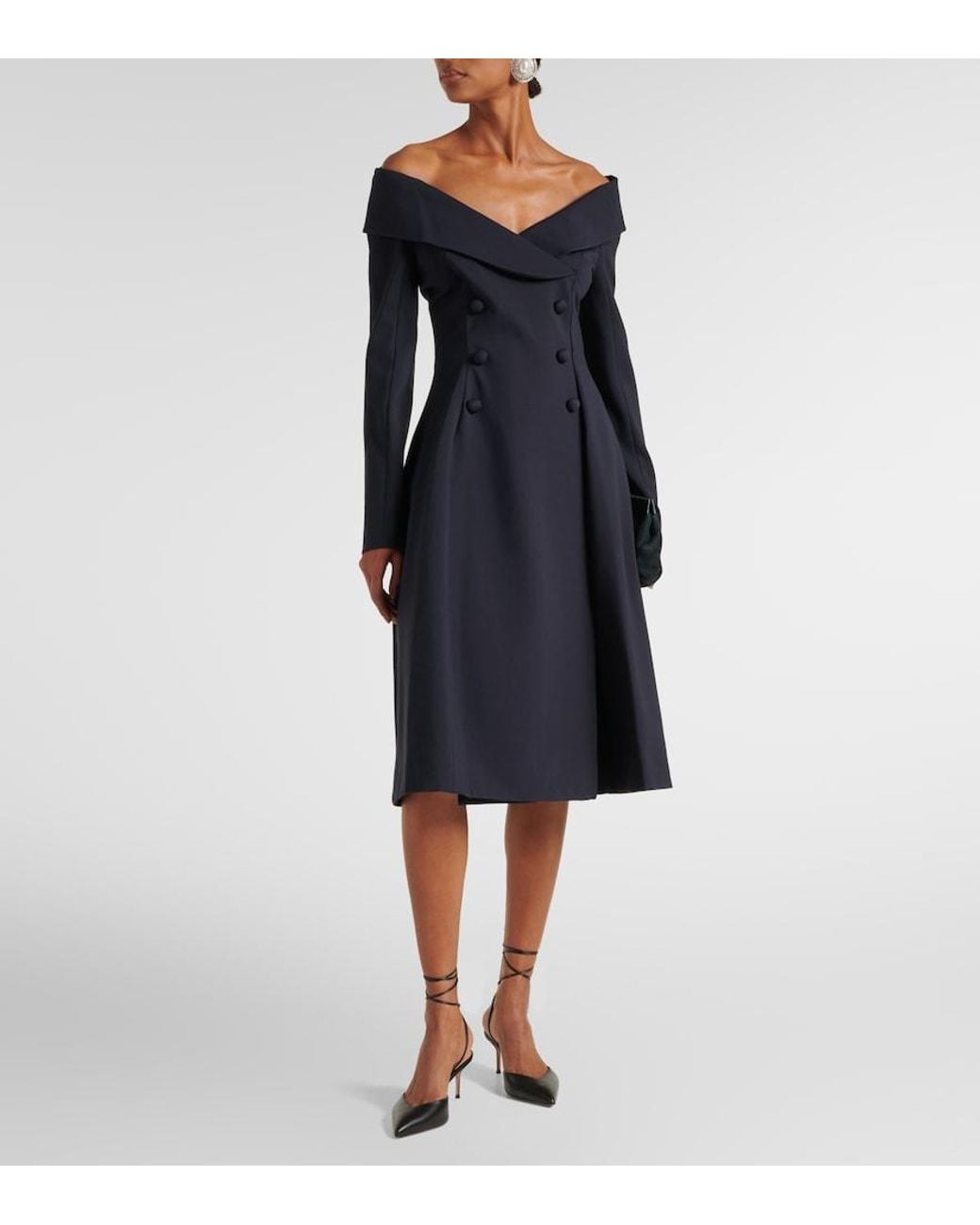 Dorothee Schumacher Black Off-Shoulder Midi Dress