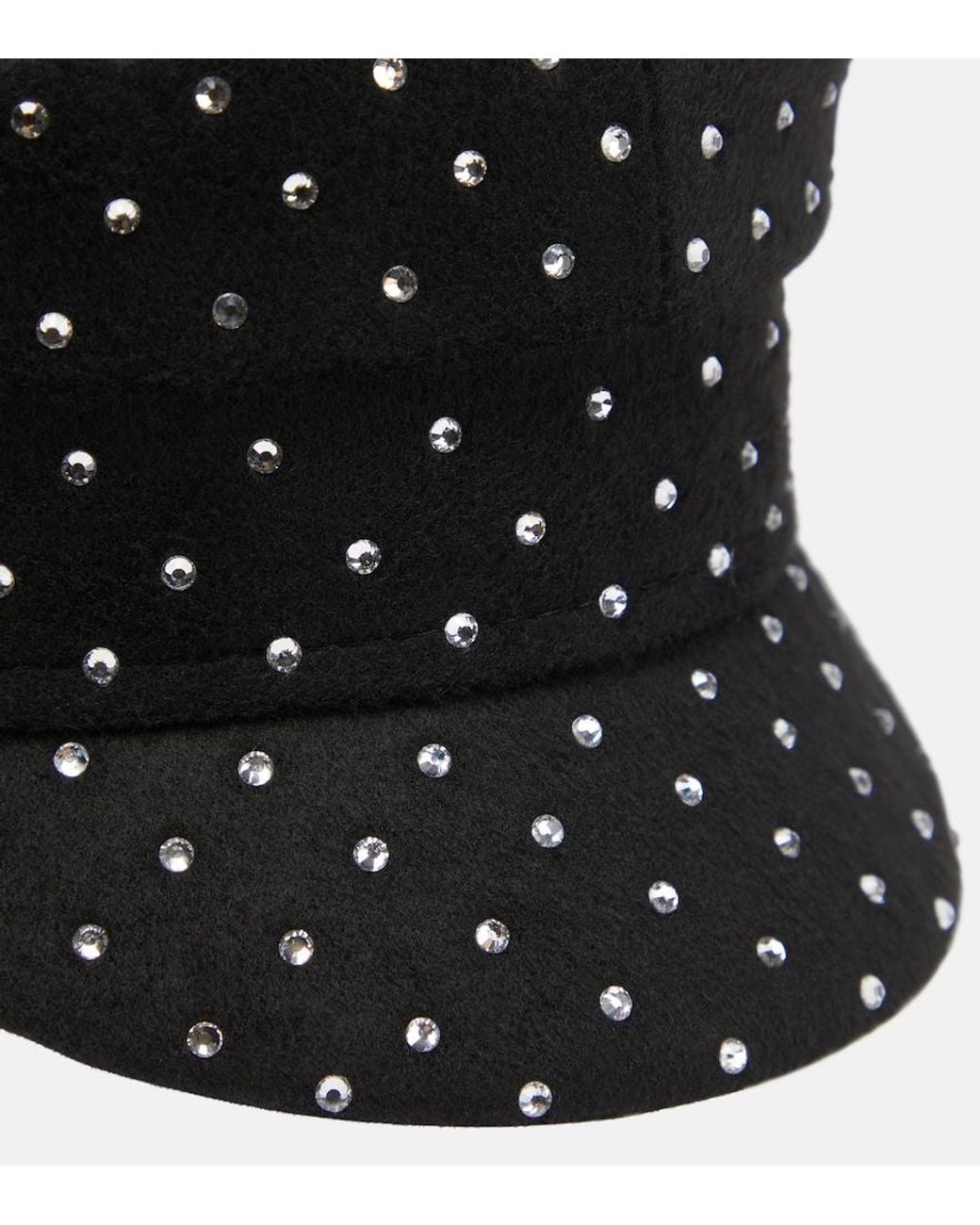 Ruslan Baginskiy Black Crystal-embellished Baker Boy Hat