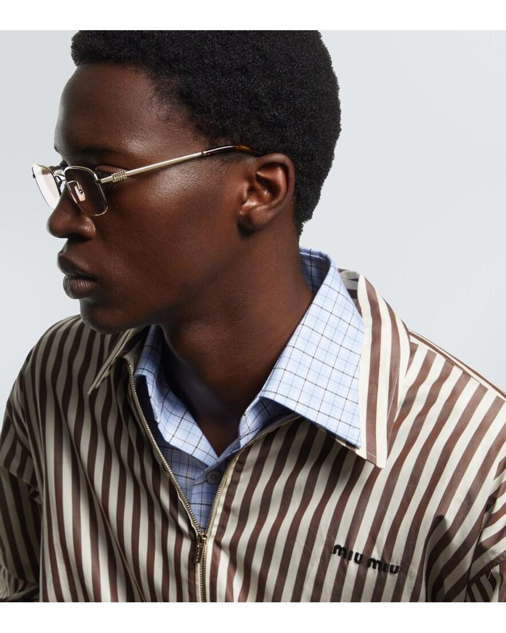 Miu Miu Pink Rectangular Sunglasses for men