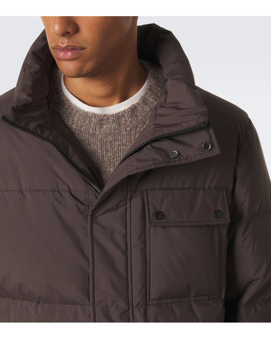Yves Salomon Brown Shearling-Trimmed Down Jacket for men